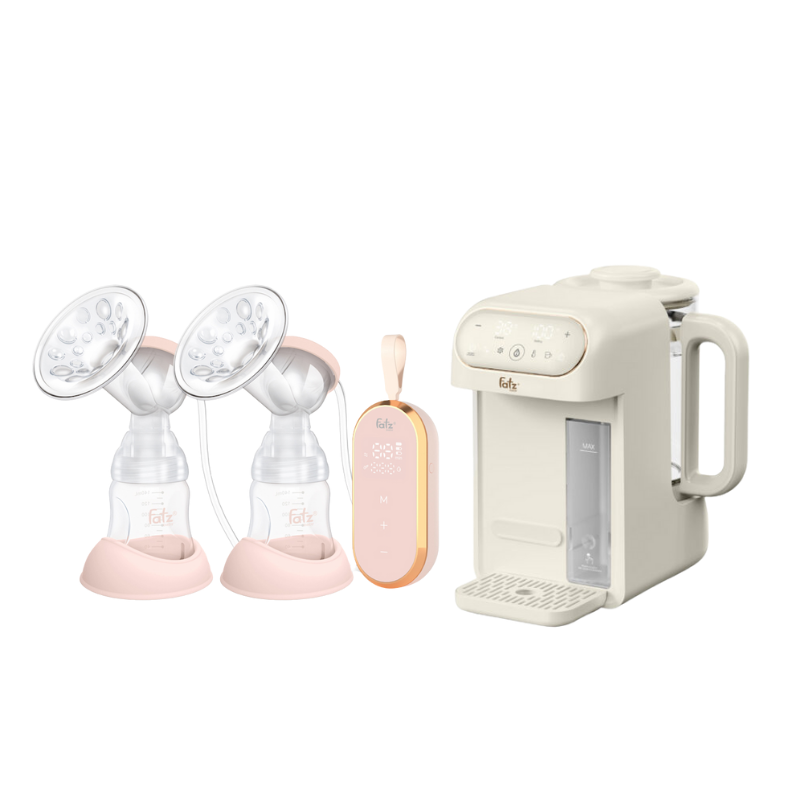 Combo Máy Hút Sữa Điện Đôi Fatzbaby Resonance 5 + Máy Đun Và Hâm Nước Pha Sữa Thông Minh Tiện Lợi Fatzbaby Smart 12 Plus
