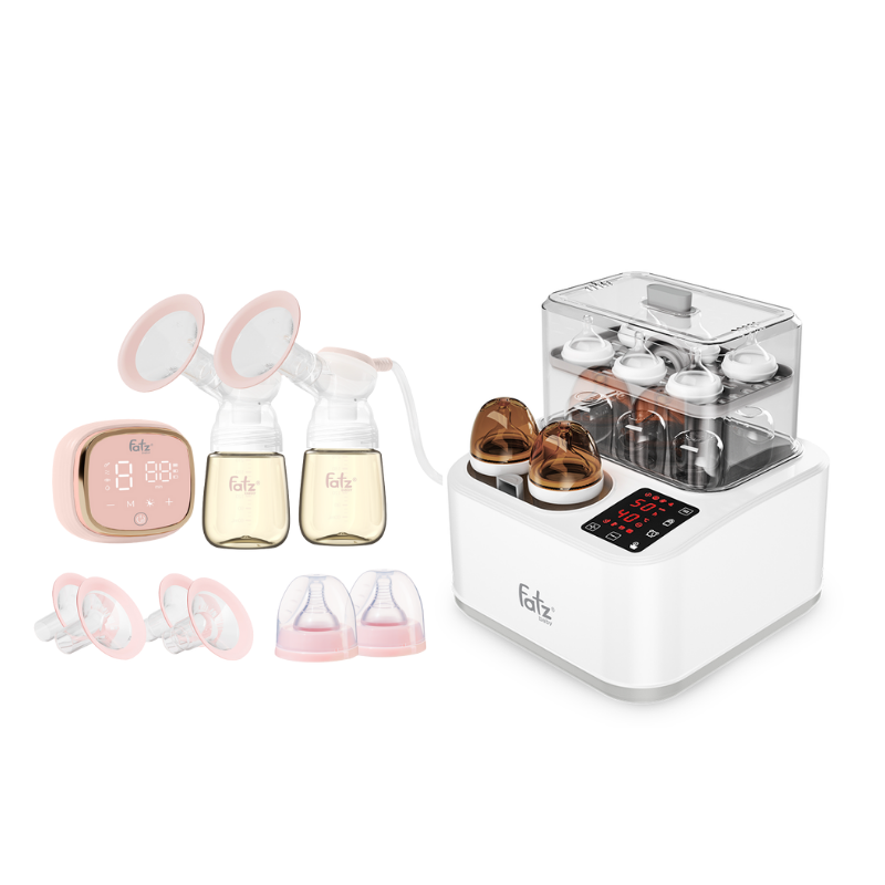 Combo Máy Hút Sữa Điện Đôi - Fatzbaby Resonance 6+ Plus + Máy Tiệt Trùng Sấy Khô Nấu Cháo Thông Minh Tích Hợp Máy Hâm Sữa Fatzbaby Captain 2