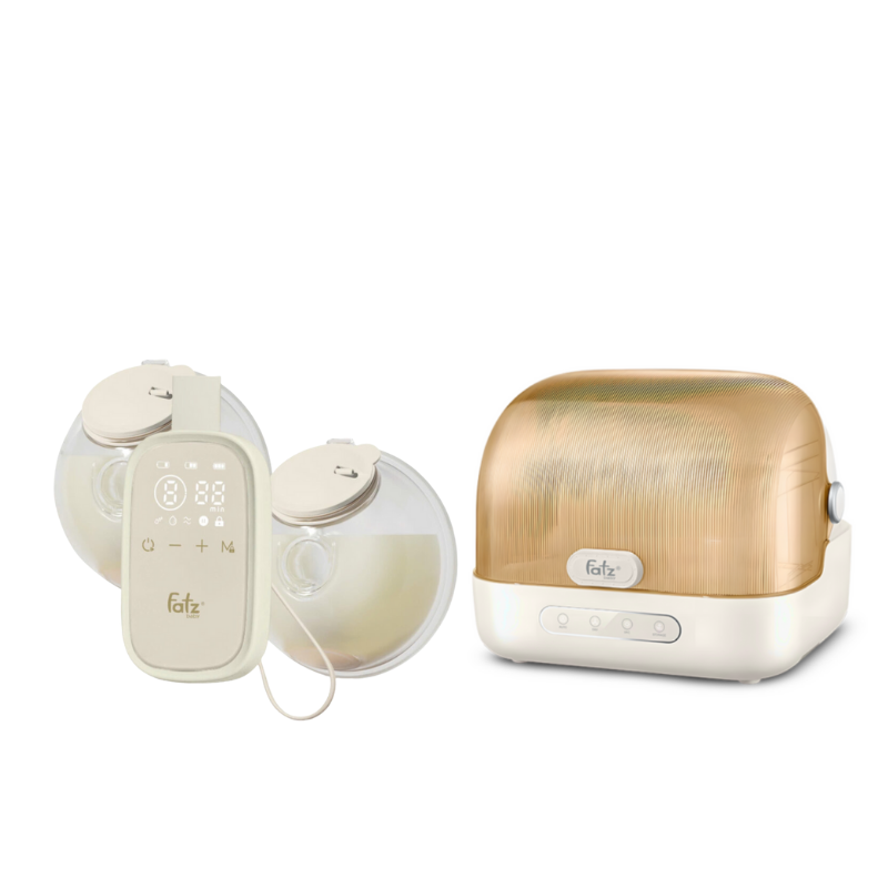 Combo Máy Hút Sữa Điện Đôi Rảnh Tay Fatzbaby TwinFree 5 + Máy Úp Bình Sữa, Tiệt Trùng UVC, Sấy Khô Và Bảo Quản Fatzbaby Tidy 6