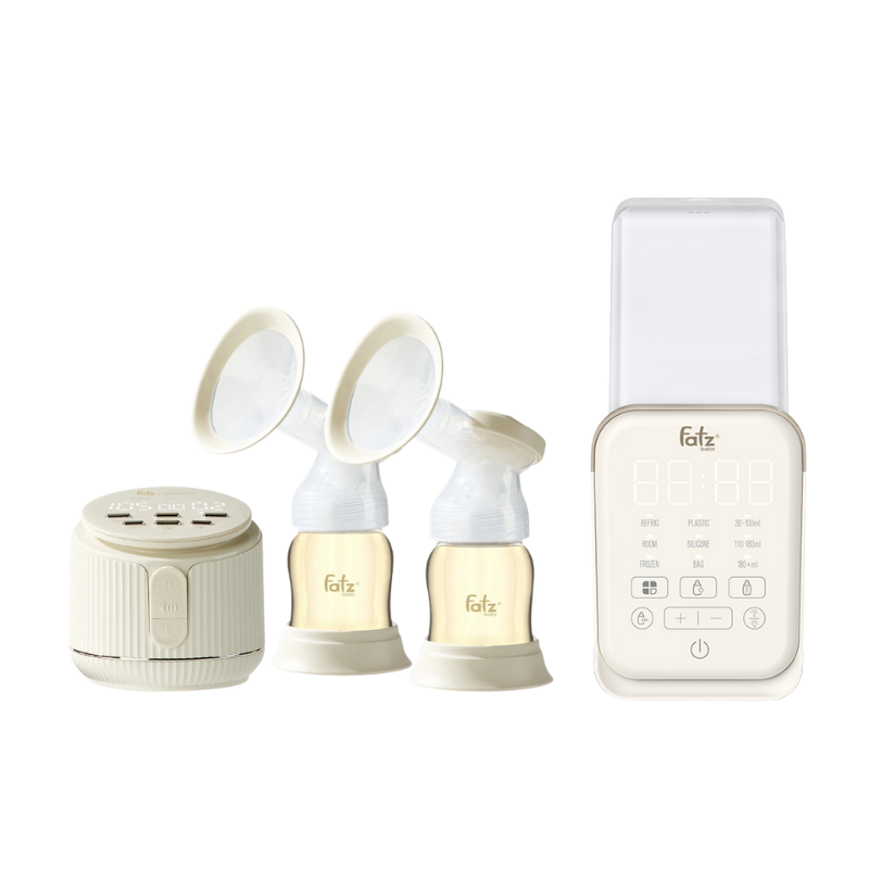 Combo Máy Hút Sữa Điện Đôi Rung Mát Xa Fatzbaby Resonance 11 Plus + Máy Hâm Sữa Và Tiệt Trùng Fatzbaby Mono 14