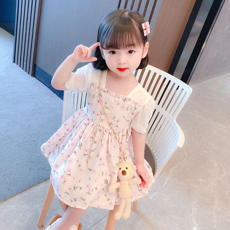 DV505 - Đầm Bông Cho Bé Kèm Túi - Màu Hồng