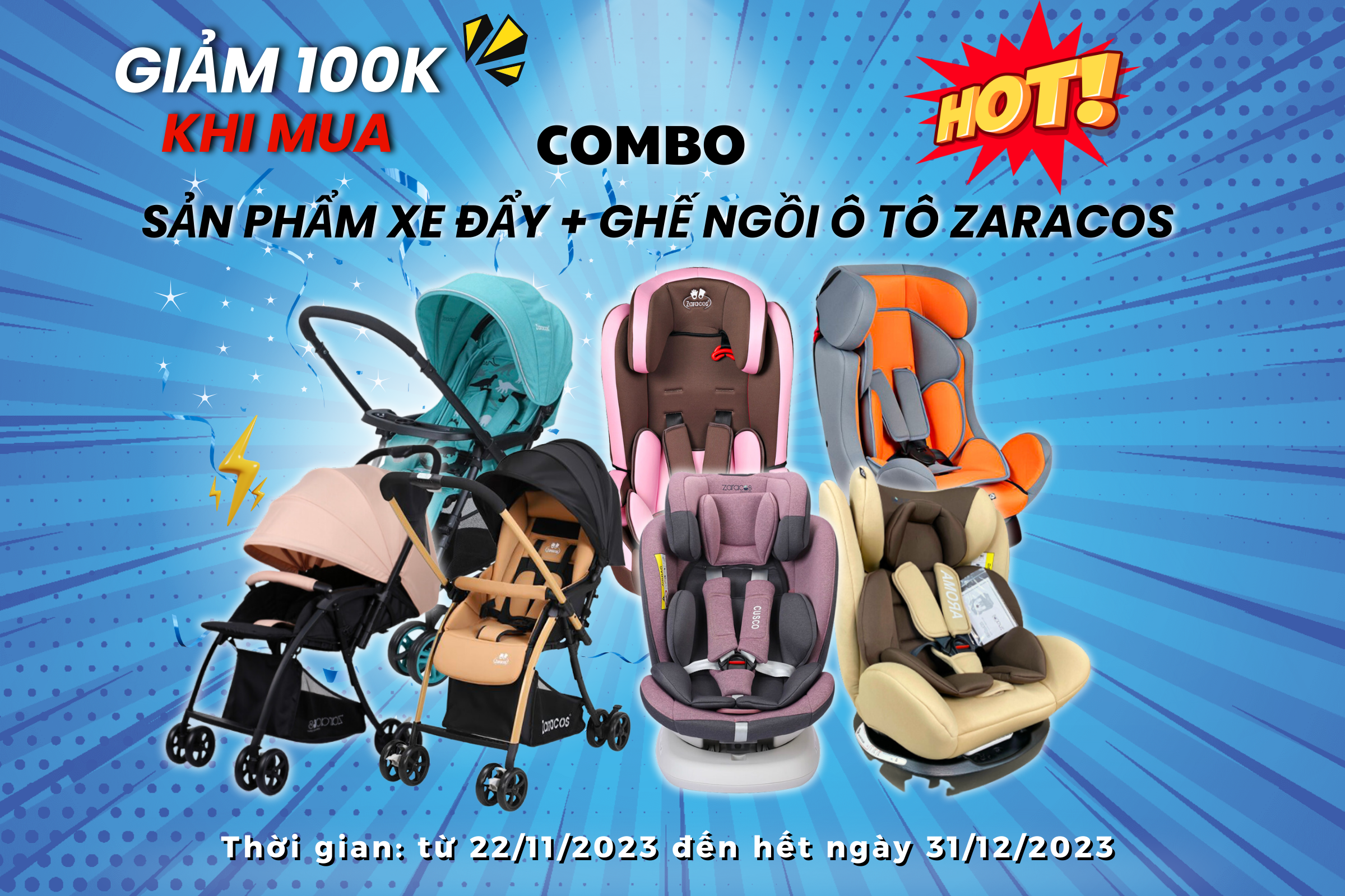 GIẢM NGAY 100K KHI MUA COMBO XE ĐẨY VÀ GHẾ NGỒI Ô TÔ ZARACOS