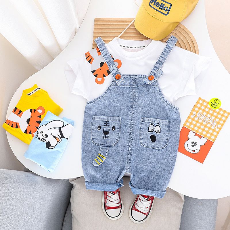 SG505 - Set Yếm Jean Áo Cộc Cho Bé Gái - Màu Trắng