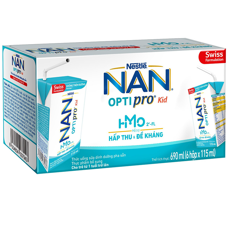 Sữa dinh dưỡng pha sẵn Nestlé NAN OPTIPRO Kid 115ml (lốc 6 hộp) (cho bé trên 1 tuổi)
