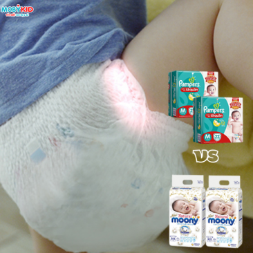 So sánh bỉm Moony sơ sinh và bỉm Pamper
