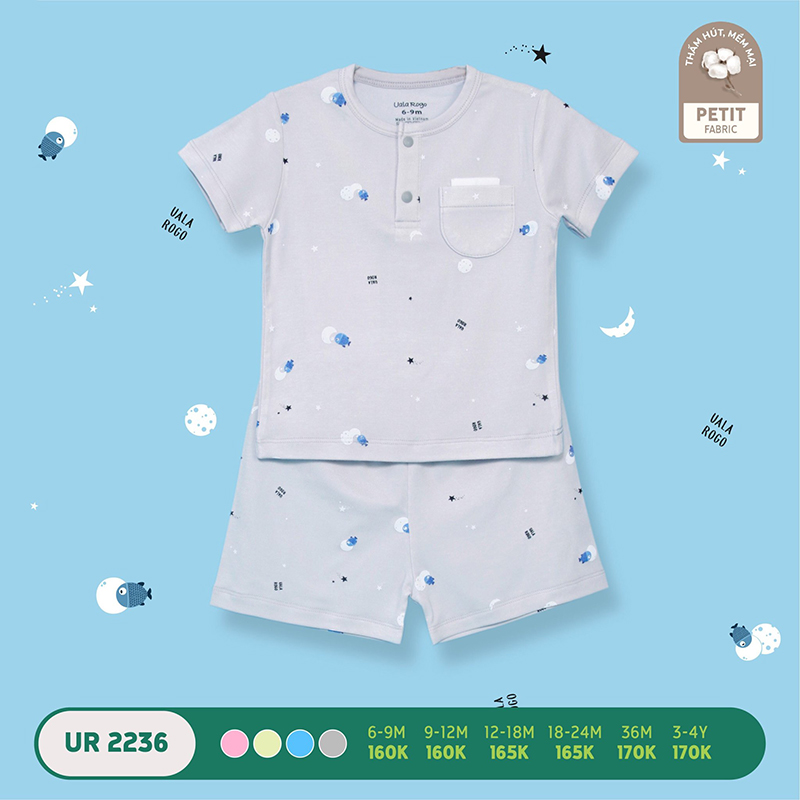 UR2236.4 - Bộ quần áo Uala Rogo cộc tay vải petit - Màu xám