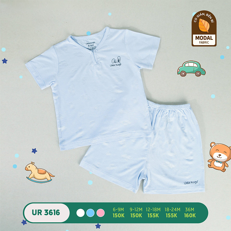 UR3616.1 - Bộ quần áo Uala Rogo cộc tay vải sợi sồi - Màu xanh