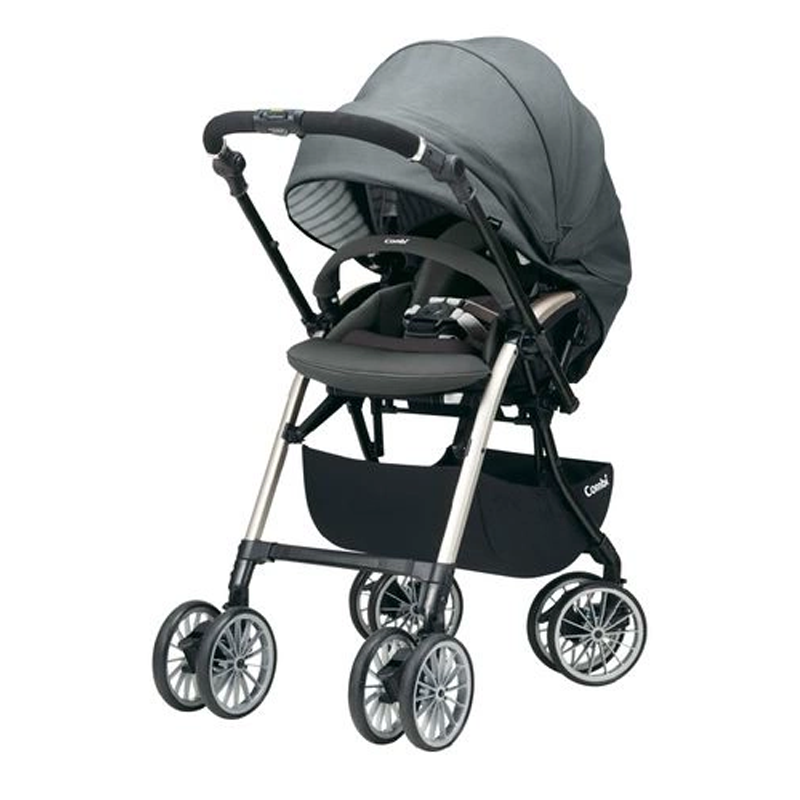 Xe đẩy Combi Umbretta 4 bánh quay tự động ghi silver