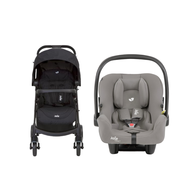 Xe Đẩy Trẻ Em Joie Muze LX W/ FM Coal + Ghế Ngồi Ô Tô Trẻ Em Joie i-Snug 2 Pebble