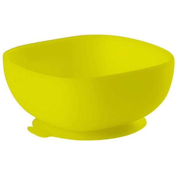 Bát Ăn Dặm Silicone Đế Hít Không Đổ Béaba Xanh Neon
