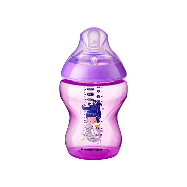 Bình Sữa Ty Siêu Mềm Tự Nhiên Tommee Tippee Closer To Nature 260ml, Núm Ty Đi Kèm 3-6 Tháng – Tím
