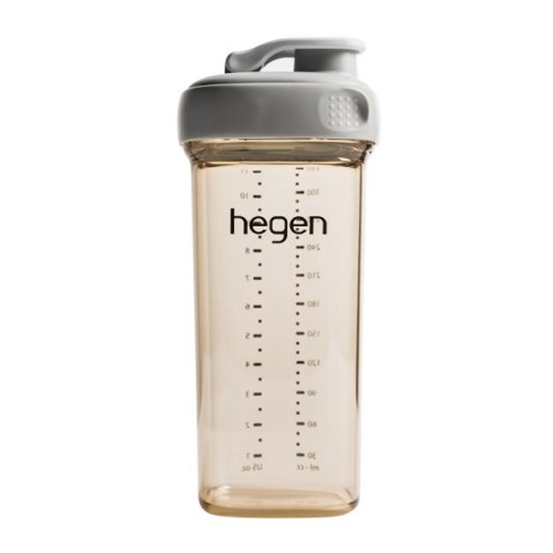 Bình uống nước Hegen PPSU 330ml nắp màu xám