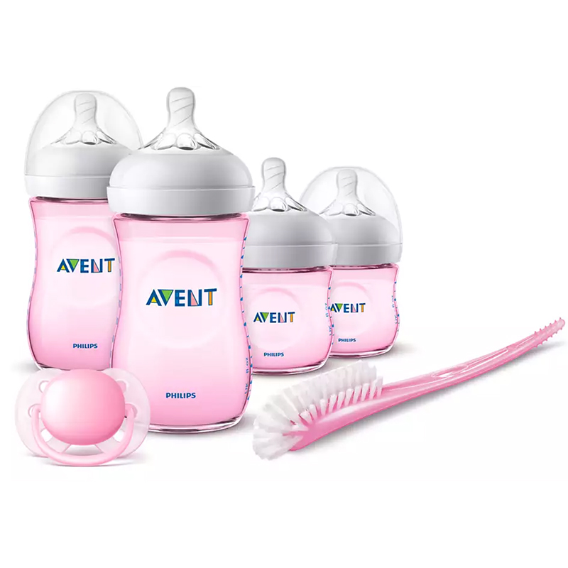 Bộ bình sữa thiết kế tự nhiên Philips Avent màu hồng SCD290/13