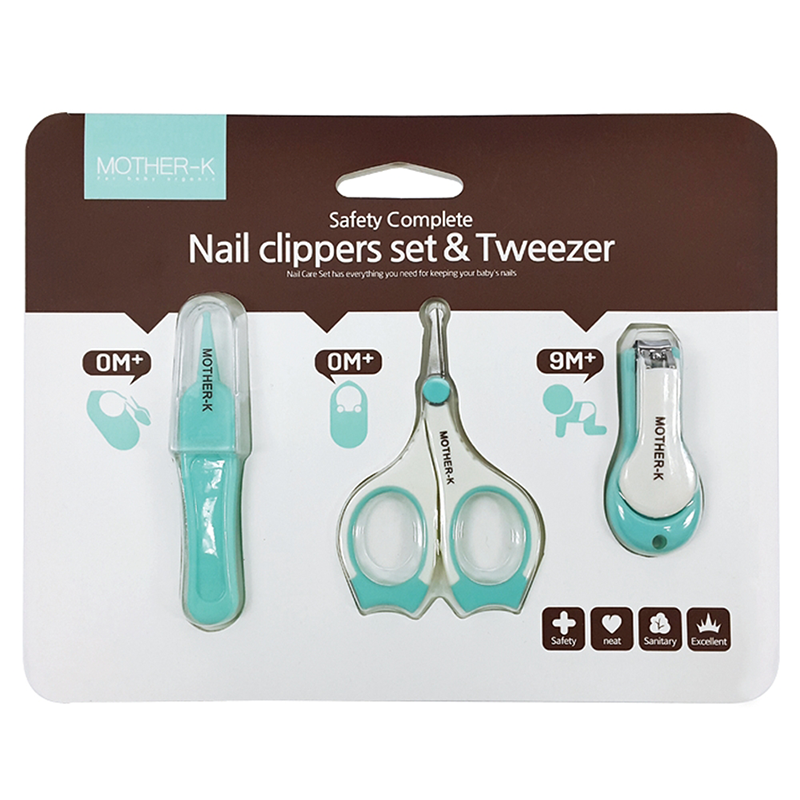 Bộ cắt móng tay sơ sinh kèm nhíp mũi Mother-K Hàn Quốc Baby Nail Clippers set & Tweezer