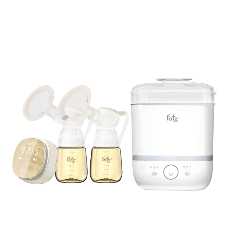 Combo Máy Hút Sữa Điện Đôi Fatzbaby Resonance 12 Plus + Máy Tiệt Trùng Hơi Nước Sấy Khô Điện Tử Fatzbaby Sumo 6 Plus
