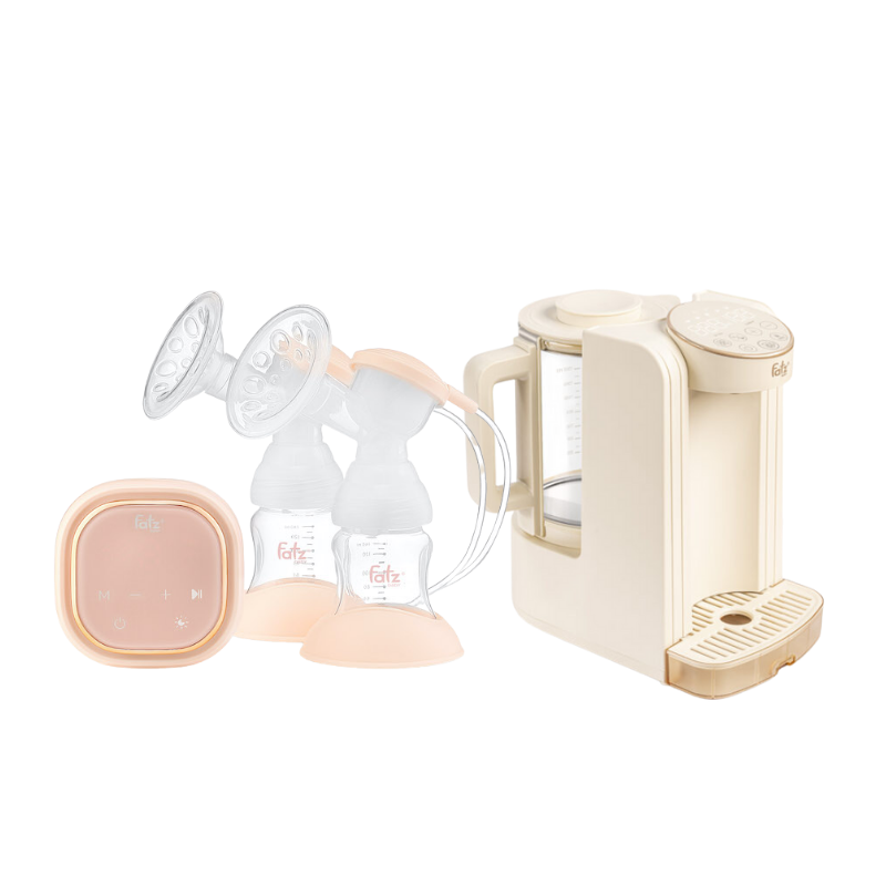 Combo Máy Hút Sữa Điện Đôi Fatzbaby Resonance 3 + Máy Đun Và Hâm Nước Pha Sữa Thông Minh Tiện Lợi Fatzbaby Smart 8 Plus