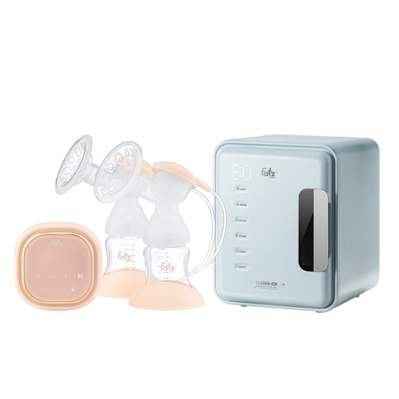 Combo Máy Hút Sữa Điện Đôi Fatzbaby Resonance 3 + Máy Tiệt Trùng Sấy Khô Khử Mùi Fatzbaby UVC-LED Công Nghệ Nano Plasma Ion PLASMAX 6