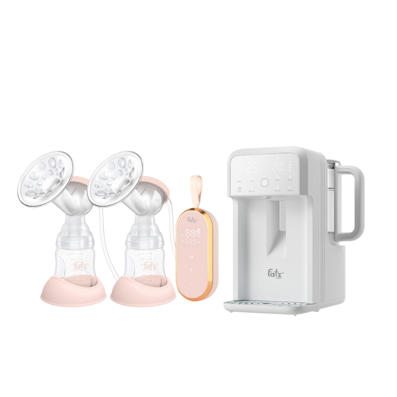 Combo Máy Hút Sữa Điện Đôi Fatzbaby Resonance 5 + Máy Đun Và Hâm Nước Pha Sữa Thông Minh Tiện Lợi Fatzbaby Smart 10 Plus