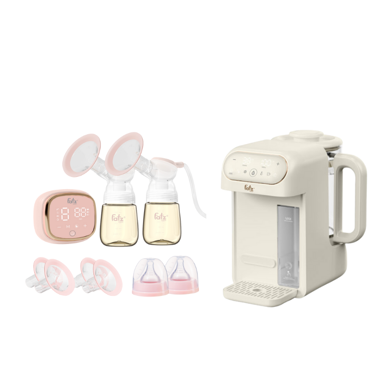 Combo Máy Hút Sữa Điện Đôi - Fatzbaby Resonance 6+ Plus +  Máy Đun Và Hâm Nước Pha Sữa Thông Minh Tiện Lợi Fatzbaby Smart 12 Plus