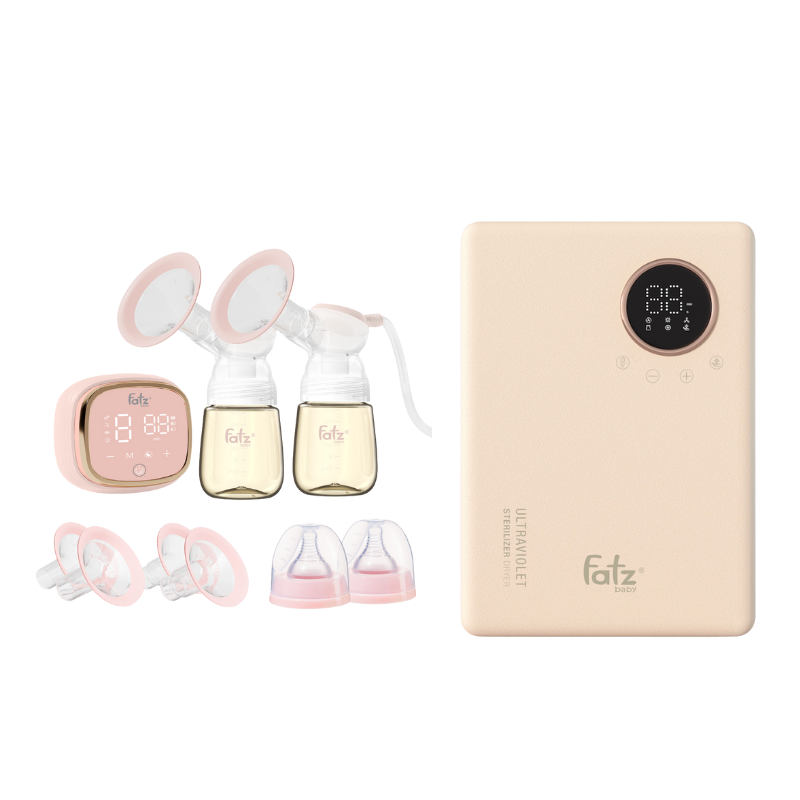 Combo Máy Hút Sữa Điện Đôi - Fatzbaby Resonance 6+ Plus + Máy Tiệt Trùng Sấy Khô UVC - LED Fatzbaby King 2