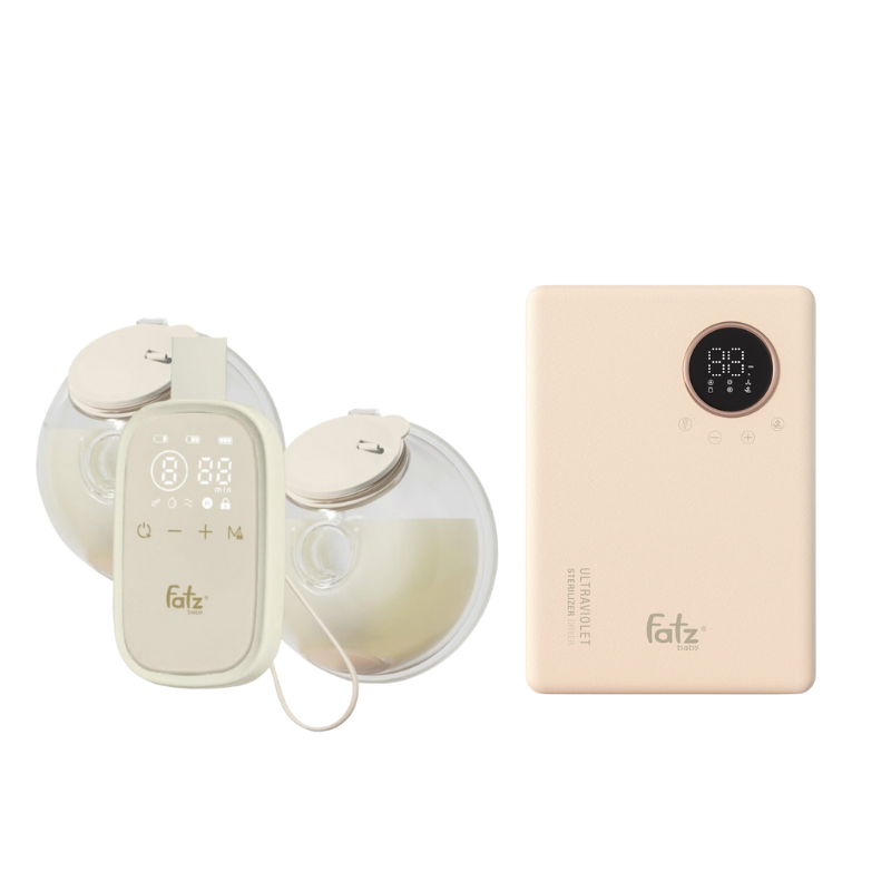 Combo Máy Hút Sữa Điện Đôi Rảnh Tay Fatzbaby TwinFree 5 + Máy Tiệt Trùng Sấy Khô UVC - LED Fatzbaby King 2