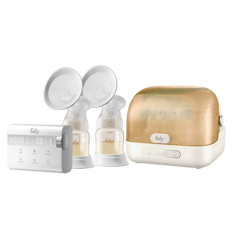 Combo Máy Hút Sữa Điện Đôi Rung Mát Xa Fatzbaby Resonance 14 Plus +  Máy Úp Bình Sữa, Tiệt Trùng UVC, Sấy Khô Và Bảo Quản Fatzbaby Tidy 6