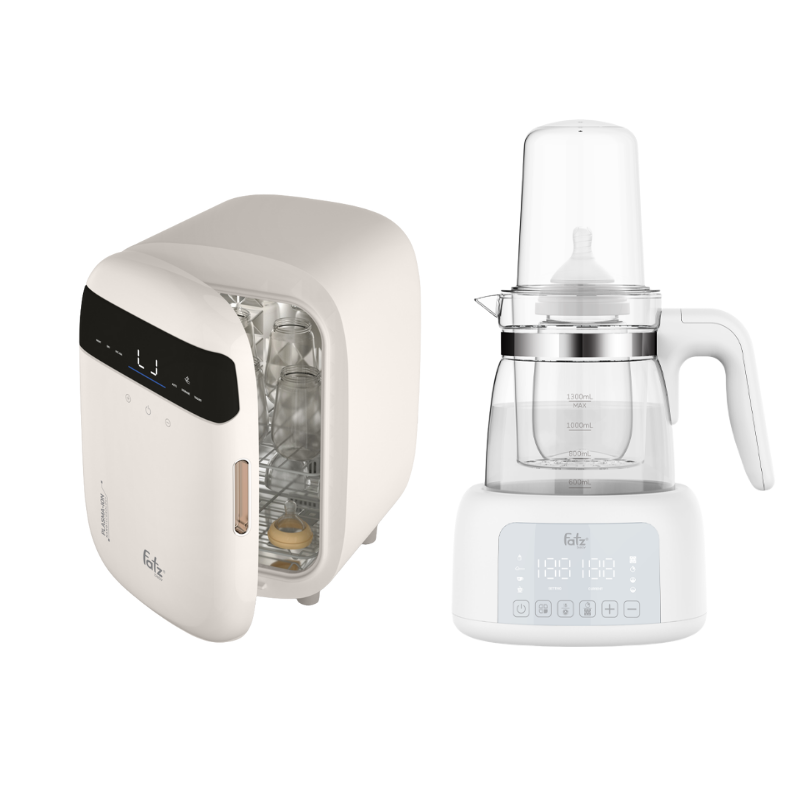 Combo Máy Tiệt Trùng Sấy Khô Fatzbaby UVC-LED Công Nghệ Nano Plasma Ion PLASMAX 3 + Máy Đun Và Hâm Nước Pha Sữa Fatzbaby Quick 12 Plus+