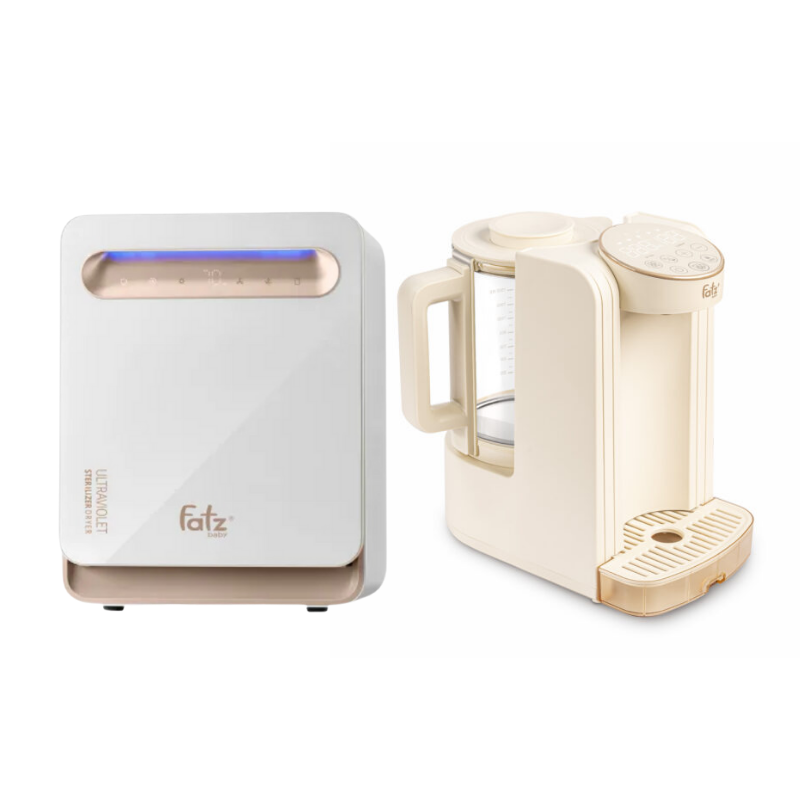 Combo Máy Tiệt Trùng Sấy Khô Fatzbaby UVC LED King 2 Plus + Máy Đun Và Hâm Nước Pha Sữa Thông Minh Tiện Lợi Fatzbaby Smart 8 Plus