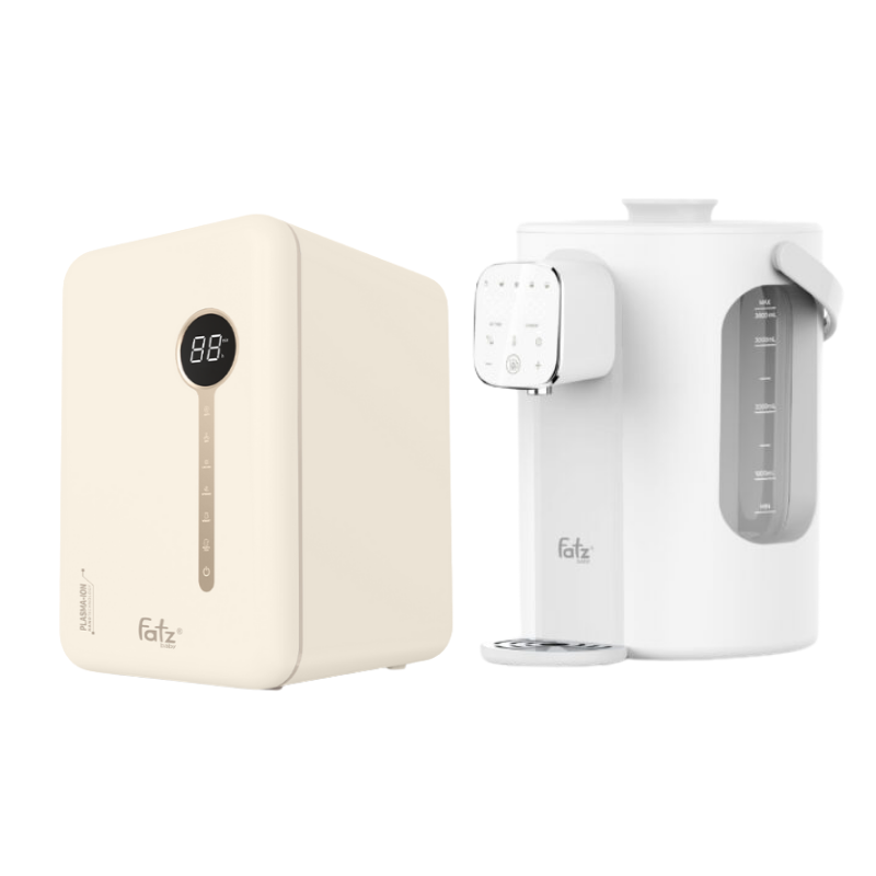 Combo Máy Tiệt Trùng Sấy Khô Khử Mùi UVC-LED Công Nghệ Nano Plasma Ion Fatzbaby PLASMAX 5 +  Máy Đun Và Hâm Nước Pha Sữa Thông Minh Tiện Lợi Fatzbaby Smart 11 Plus