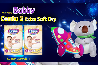 Mua 2 tã Bobby Extra Soft Dry tặng gấu xinh xắn