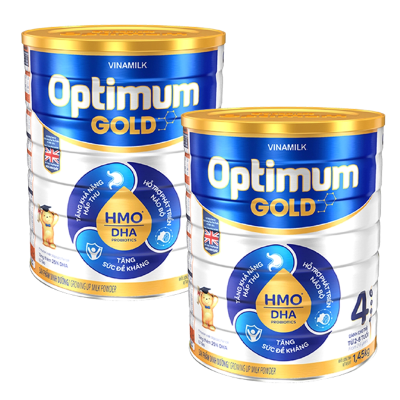Set 2 lon Sữa bột Vinamilk Optimum Gold 4 1450g (2-6 tuổi)