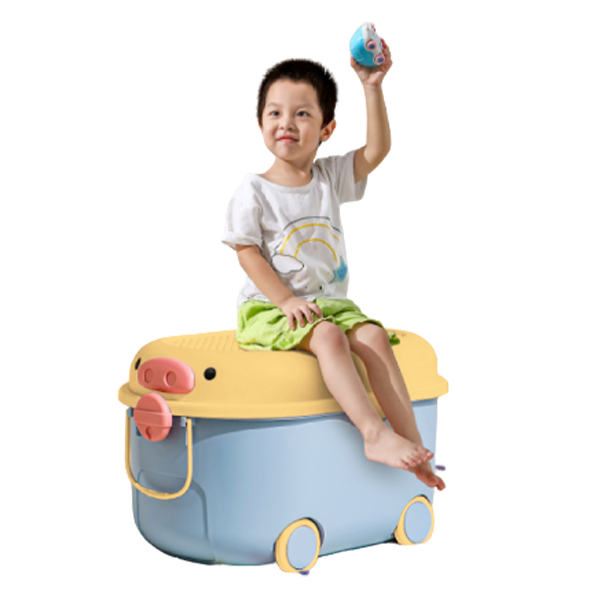 Thùng Đựng Đồ Chơi Cho Bé Hình Heo Holla 56L - Màu Xanh