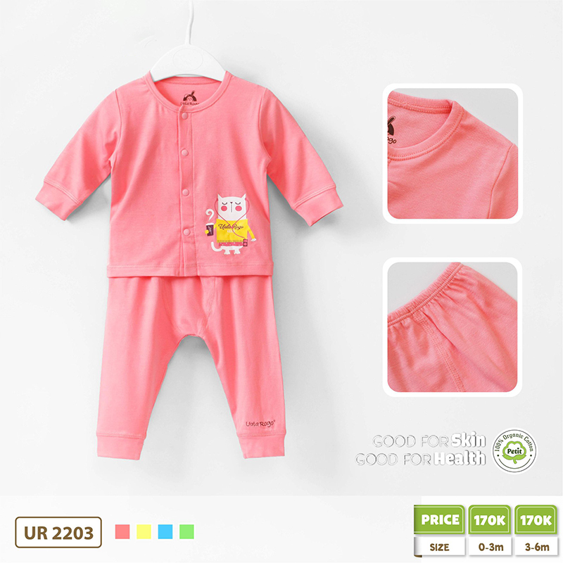 UR2203.1 - Bộ quần áo Uala Rogo cài giữa vải Petit cú mèo - Hồng
