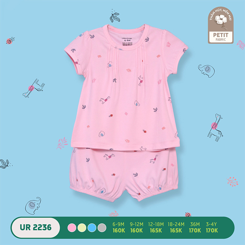 UR2236.2 - Bộ quần áo Uala Rogo cộc tay vải petit - Màu hồng