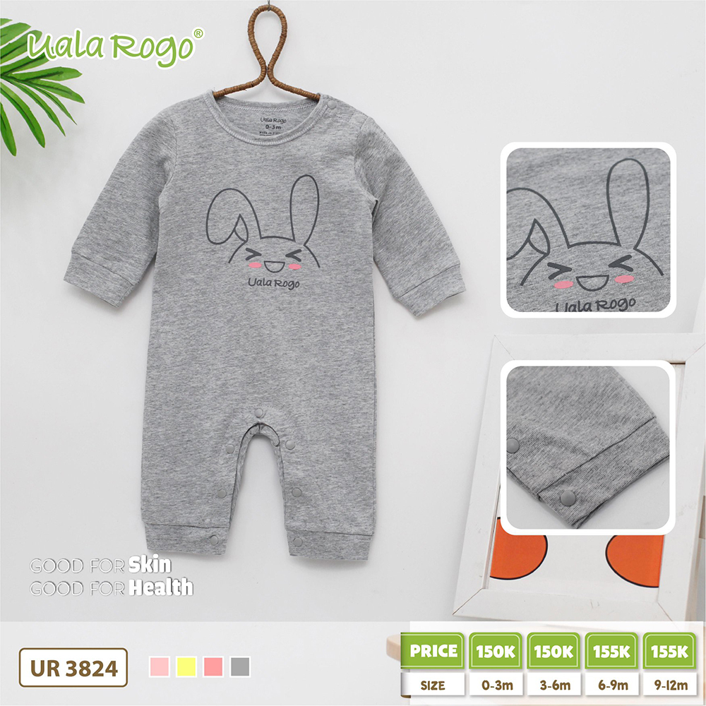 UR3824.4 - Set body liền tay cộc Uala Rogo - Xám