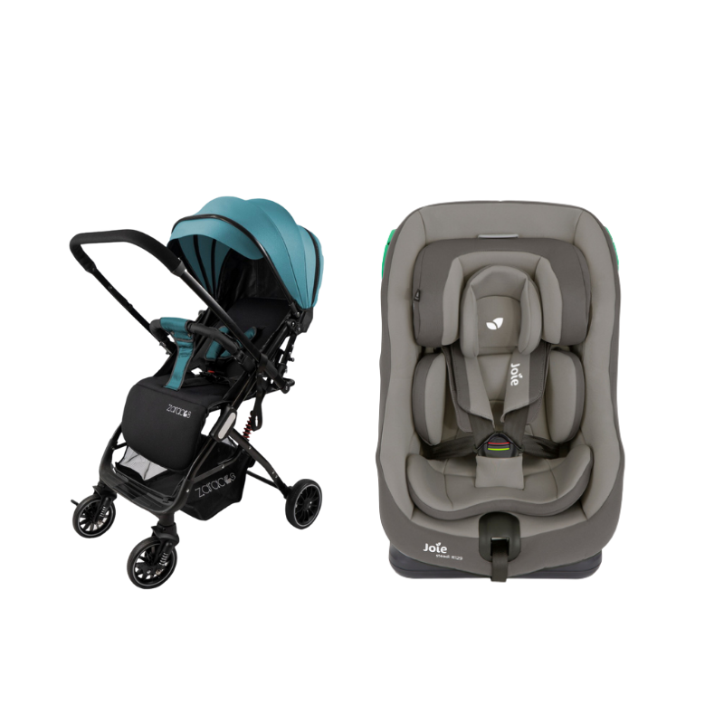 Xe Đẩy Trẻ Em Gấp Gọn Zaracos Evian 2996 + Ghế Ngồi Ô Tô Trẻ Em Joie Steadi R129 Cobble Stone