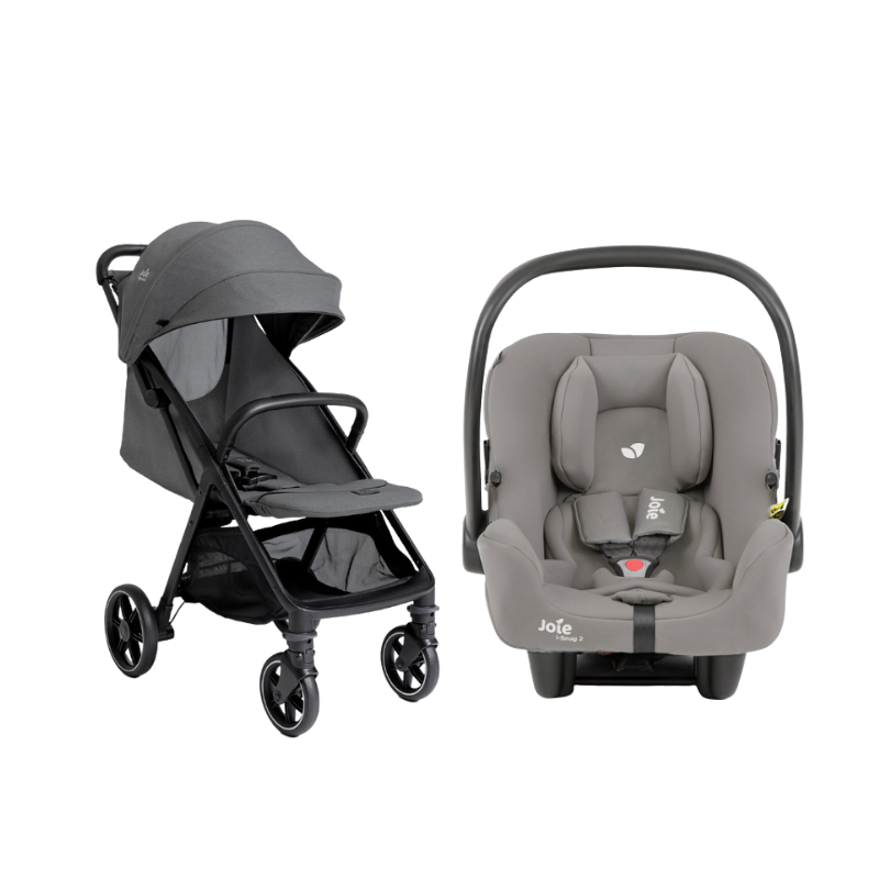Xe Đẩy Trẻ Em Joie Parcel LX Signature Ebony + Ghế Ngồi Ô Tô Trẻ Em Joie i-Snug 2 Pebble