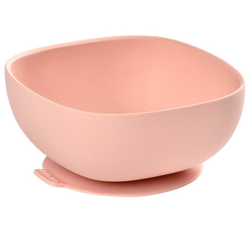 Bát Ăn Dặm Silicone Đế Hít Không Đổ Béaba Hồng Gold