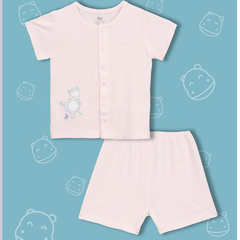 BB010. pink- Set đồ đùi tay ngắn cúc giữa cho bé- Bu