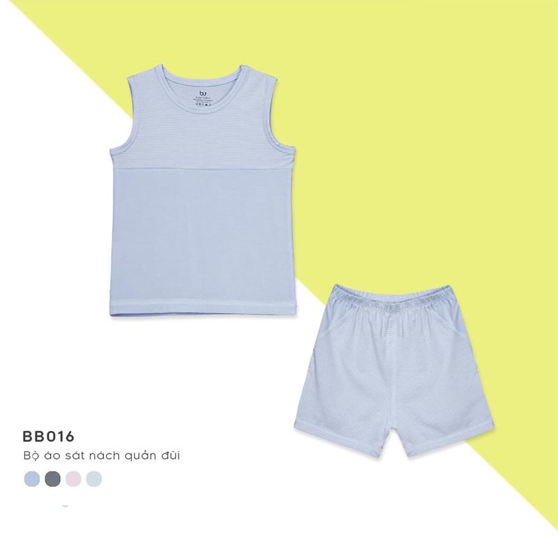 BB016.Blue- Bộ đồ ba lỗ cho bé- Bu