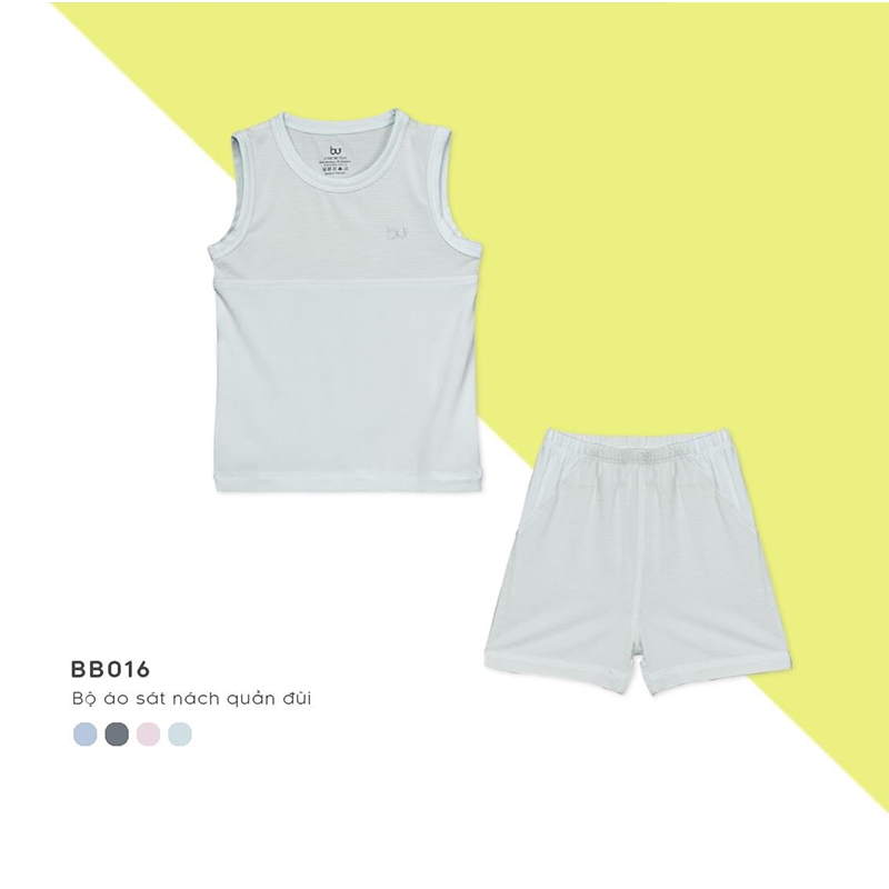 BB016.white- Bộ đồ ba lỗ cho bé- Bu