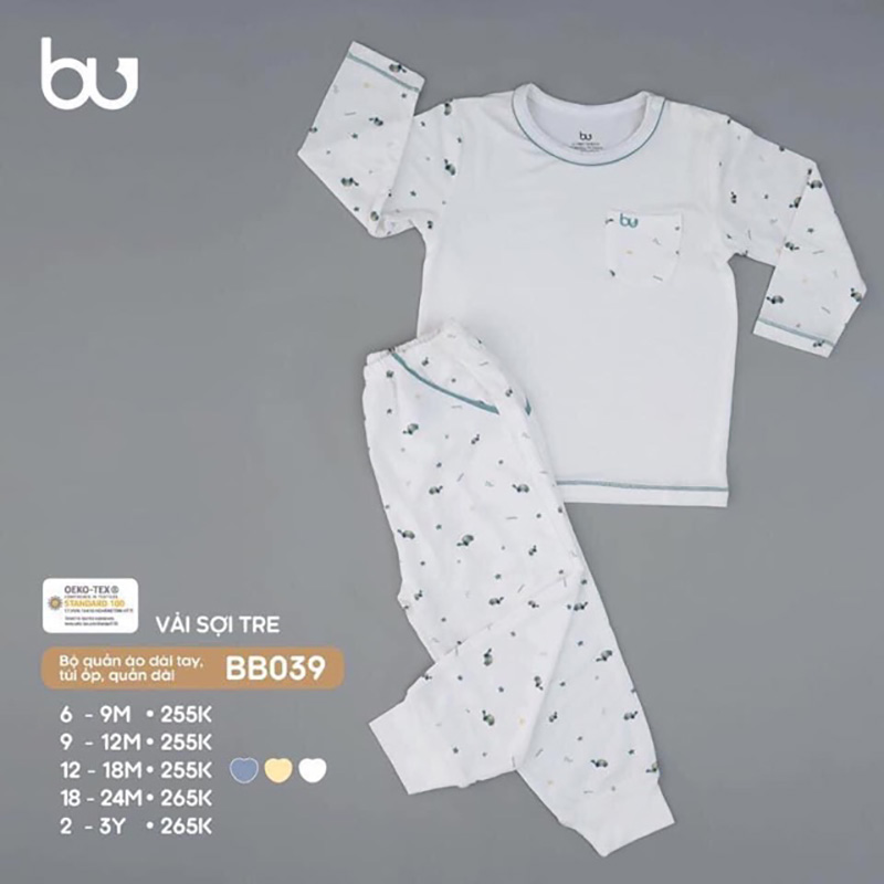 BB039.white - Bộ quần áo dài tay túi ốp Bu