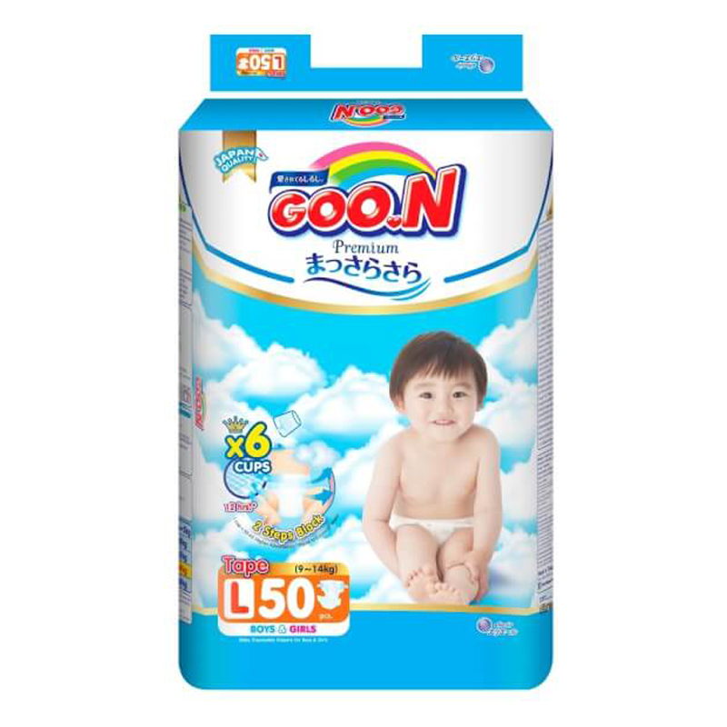Bỉm - Tã dán GOO.N Premium size L 50 miếng (9 - 14kg)