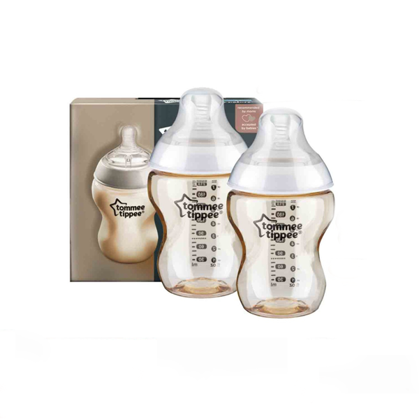 Bình Sữa PPSU Ty Siêu Mềm Tự Nhiên Tommee Tippee Closer To Nature 260ml, Núm Ty Đi Kèm 3-6 Tháng (Bình Đôi)