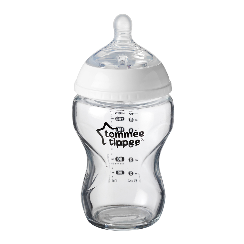 Bình Sữa Thủy Tinh Ty Siêu Mềm Tự Nhiên Tommee Tippee Closer To Nature 250ml, Núm Ty Đi Kèm 3 - 6 Tháng