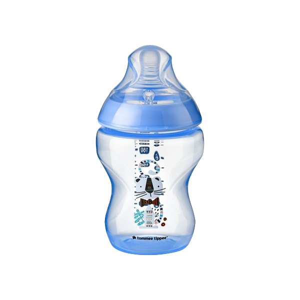 Bình Sữa Ty Siêu Mềm Tự Nhiên Tommee Tippee Closer To Nature 260ml, Núm Ty Đi Kèm 3-6 Tháng – Xanh Dương