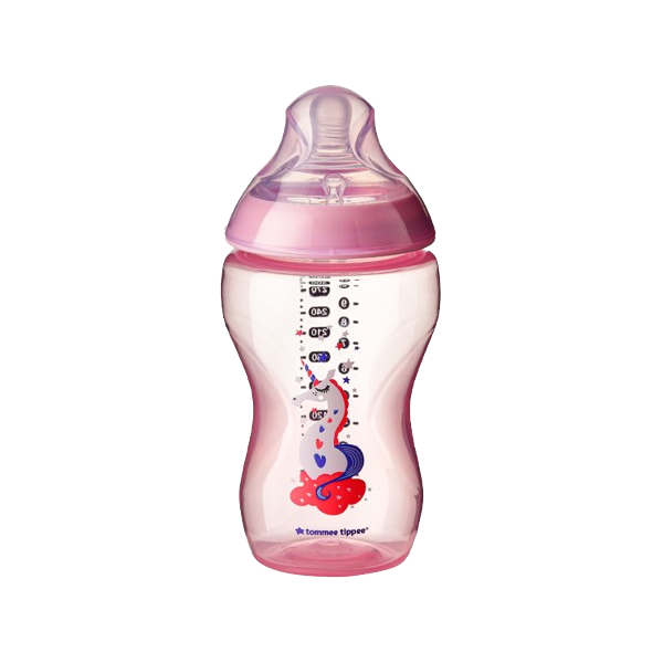 Bình Sữa Ty Siêu Mềm Tự Nhiên Tommee Tippee Closer To Nature 340ml, Núm Ty Đi Kèm 3-6 Tháng – Hồng