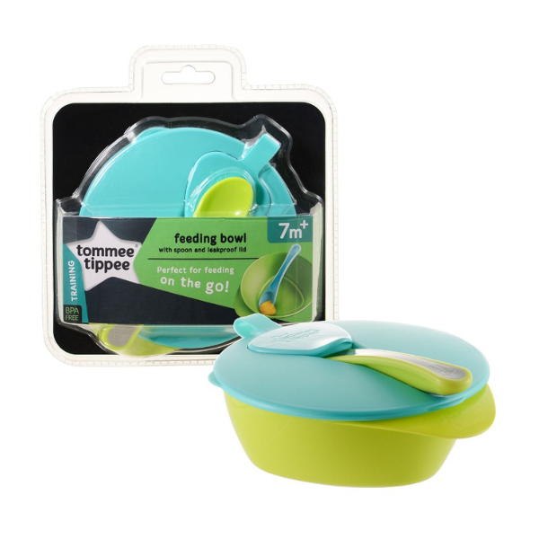 Bộ 2 Bát Ăn Dặm Kèm Nắp Và Thìa Cho Bé Tommee Tippee Easy Scoop Từ 6 Tháng