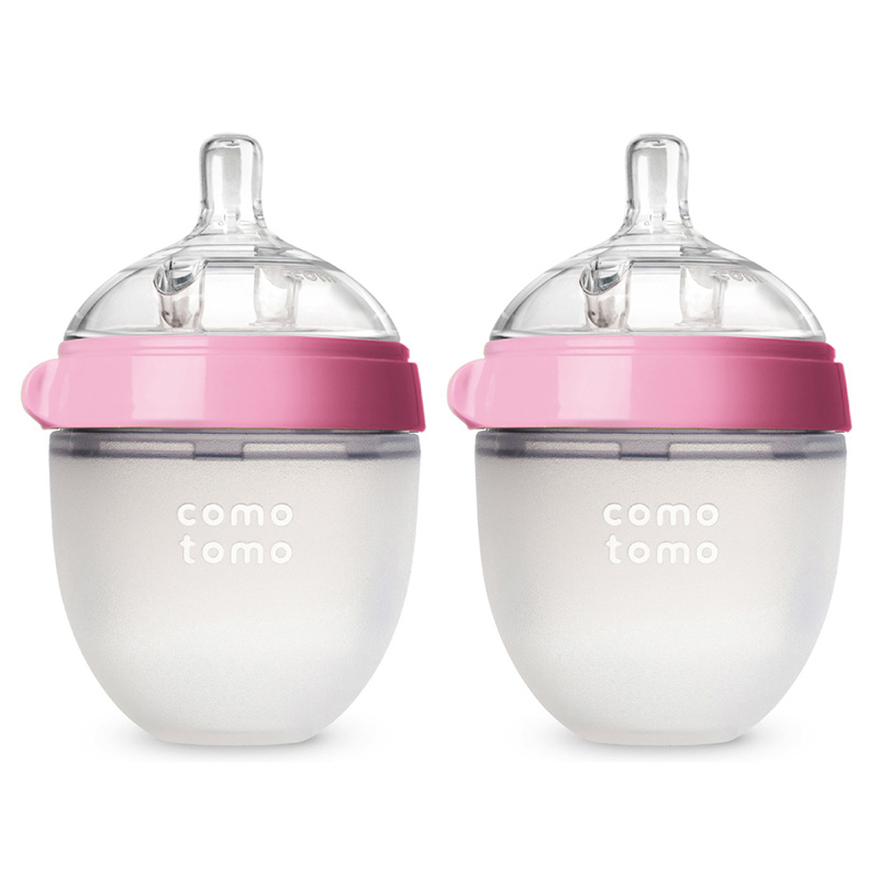 Bộ hai bình silicone Comotomo 150ml - Hồng