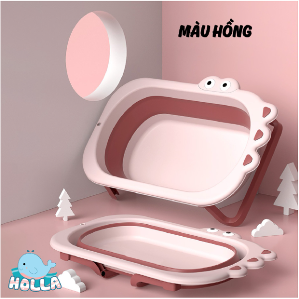 Chậu Tắm Cá Sấu Gấp Gọn Kèm Phao HOLLA HL-03139 Màu Hồng